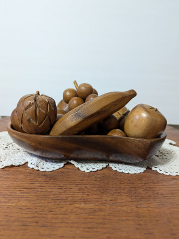 Wood Bowl with Wood Fruit