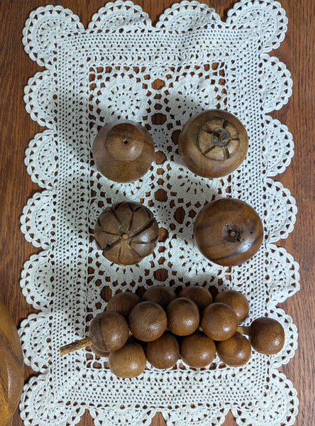 Wood Bowl with Wood Fruit