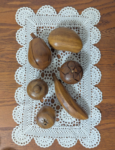 Wood Bowl with Wood Fruit