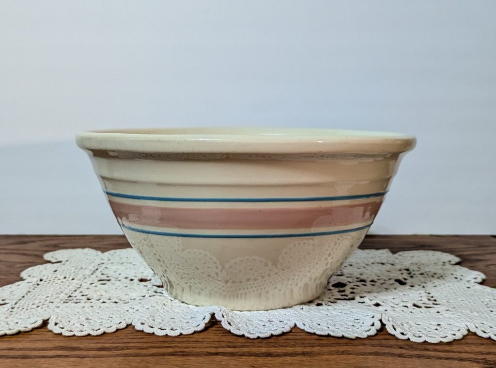 McCoy 10 inch Bowl - Cream with Blue and Pink Stripes