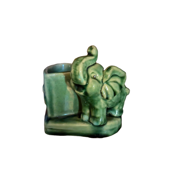 Majolica Style Elephant Planter, Vintage