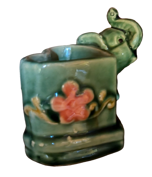 Majolica Style Elephant Planter, Vintage