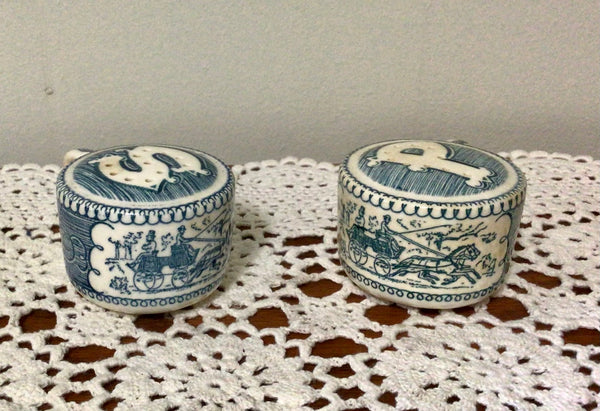 Vintage Currier and Ives China Salt and Pepper Shakers