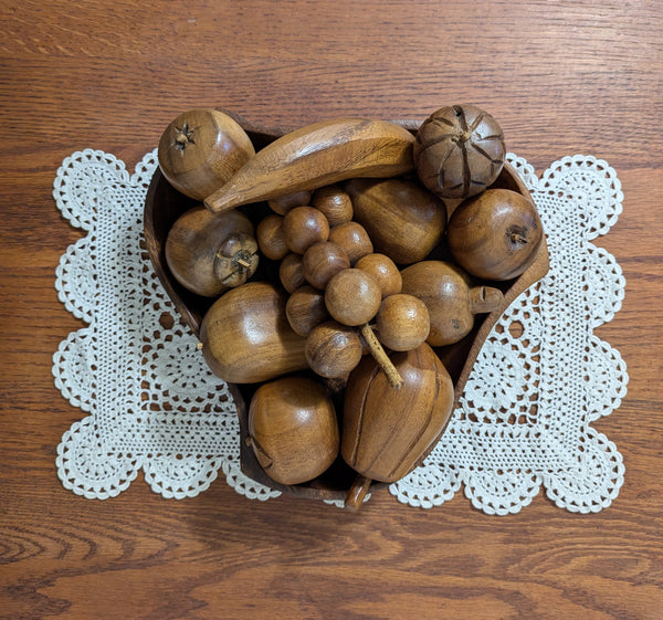 Wood Bowl with Wood Fruit