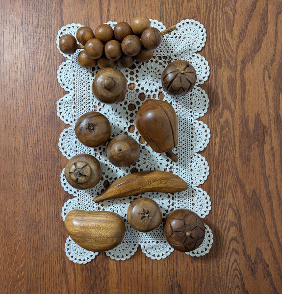 Wood Bowl with Wood Fruit