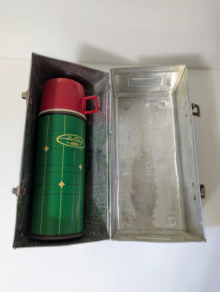 Vintage Aluminum Lunch Box with Thermos