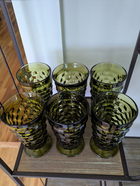 Six Green Whitehall Glasses