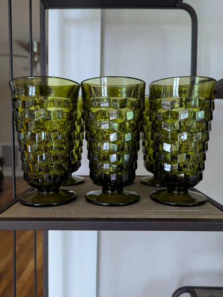 Six Green Whitehall Glasses