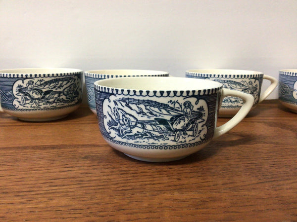 Vintage Currier and Ives Scroll Handled Cups (7)