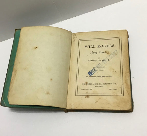 Will Rogers Young Cowboy - Vintage Book