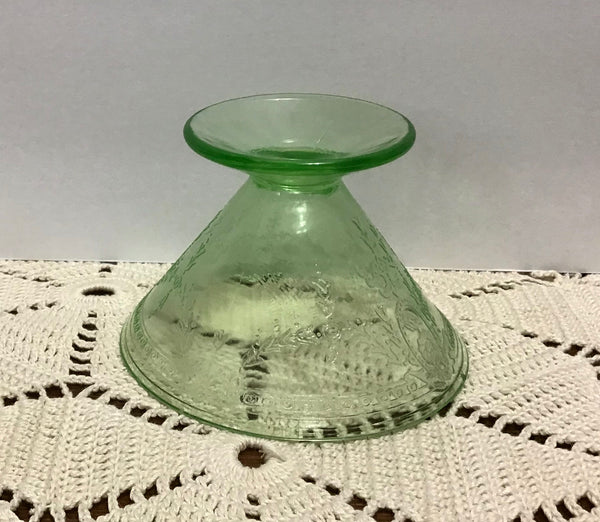 Rose Cameo Sherbet, Green Depression Glass